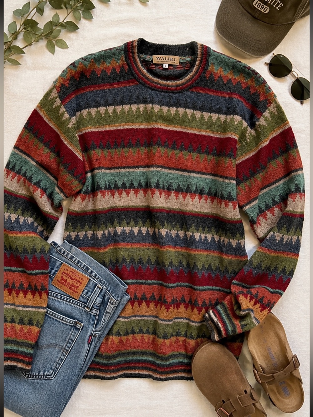 Vintage 100% Alpaca Waliki Bolivia Southwestern Knit Sweater 39692